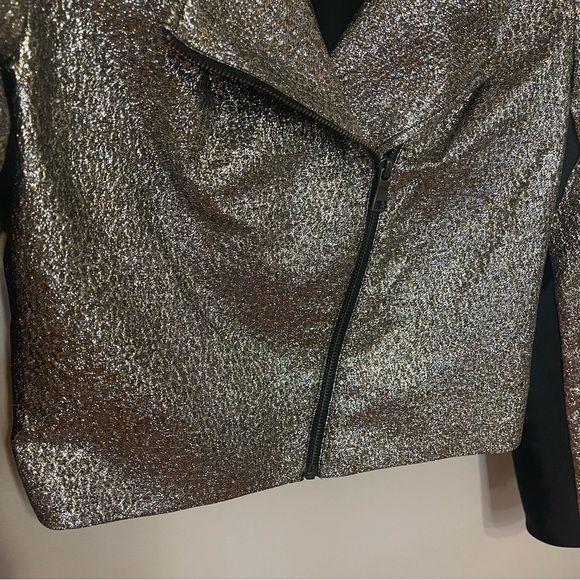 SB by Sachin & Babi metallic moto jacket size XS silver & gold shimmery full zip - Picture 10 of 12